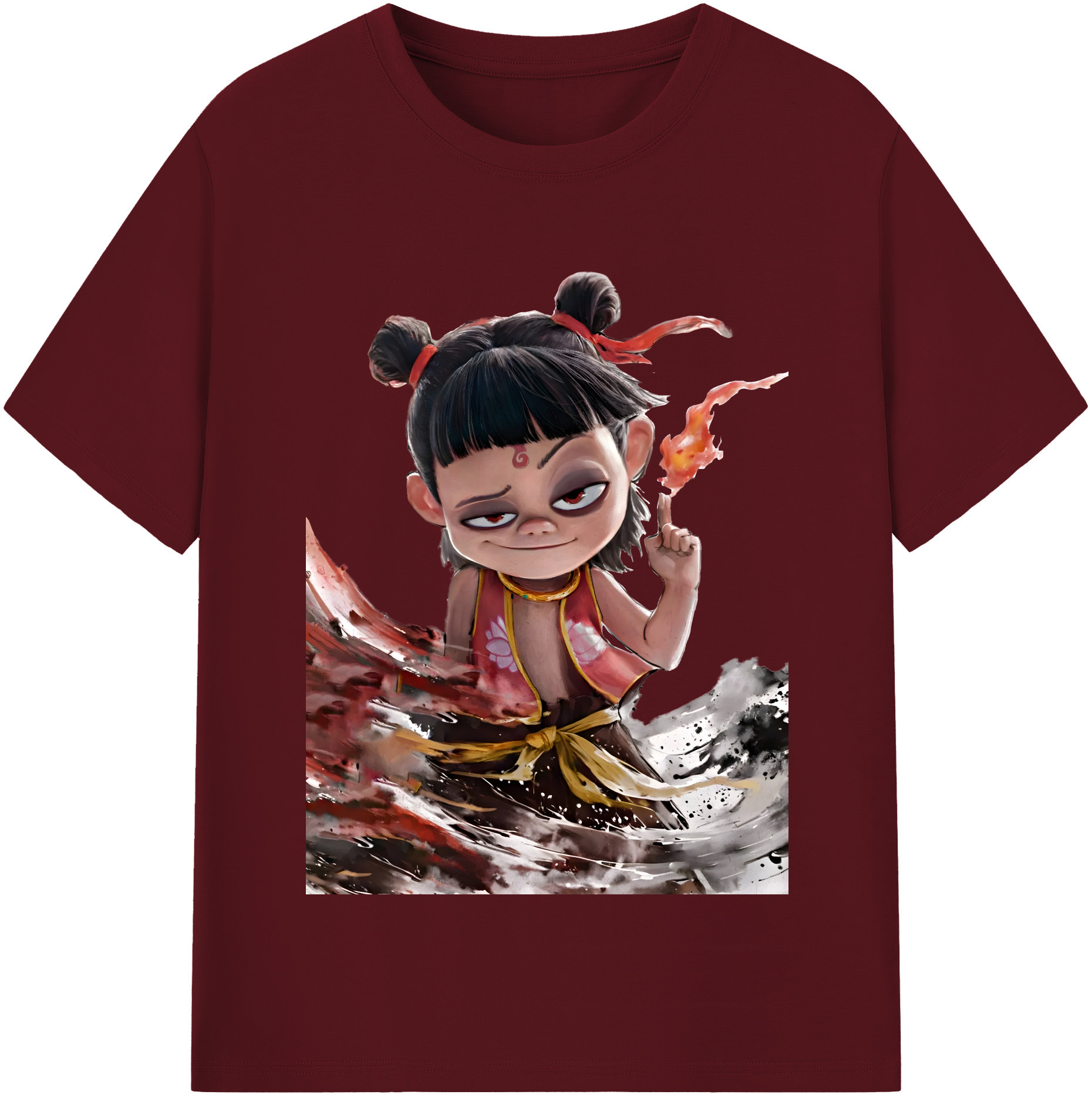 （画像用） Ne Zha 2 ナタ 魔童の大暴れ 綿100％半袖Tシャツ（フロントプリント）